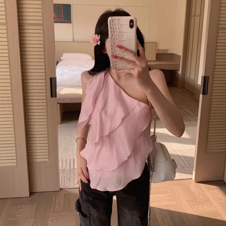 【tops】ワンショルダーフリルトップス Q8329