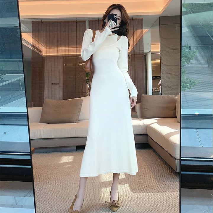 【dress】今季マストバイ切り替えニットワンピース　M17622