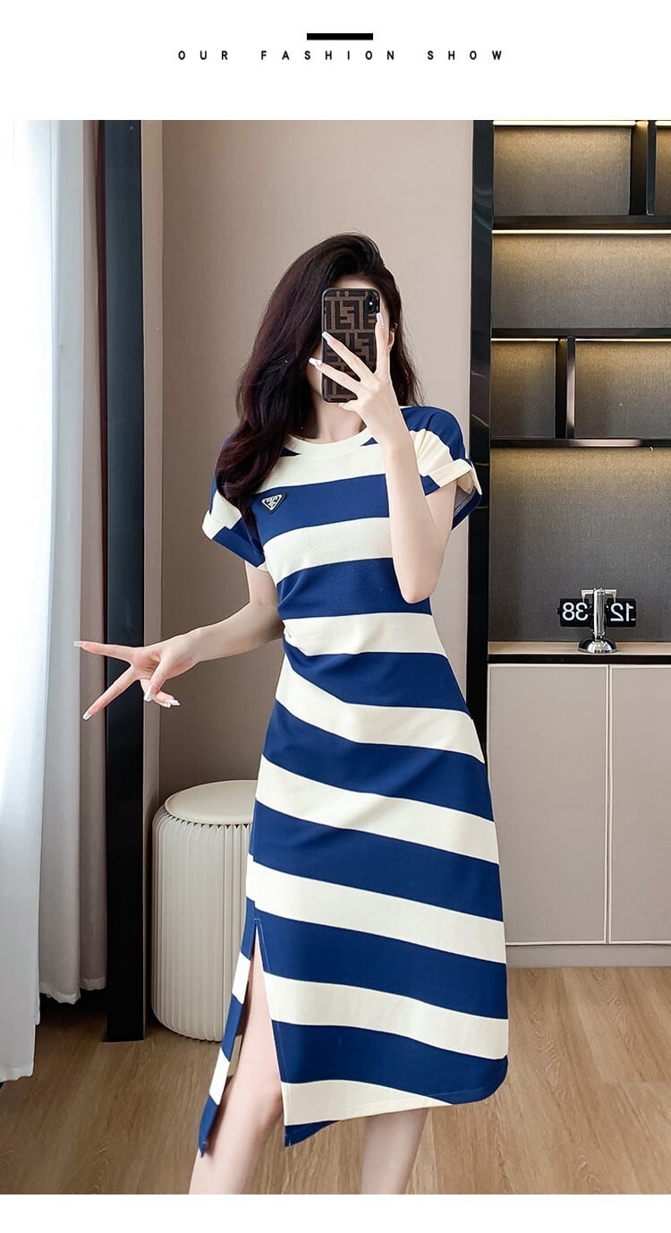 【dress】着回し最強肌触りいい ボーダー柄ワンピース　M17160
