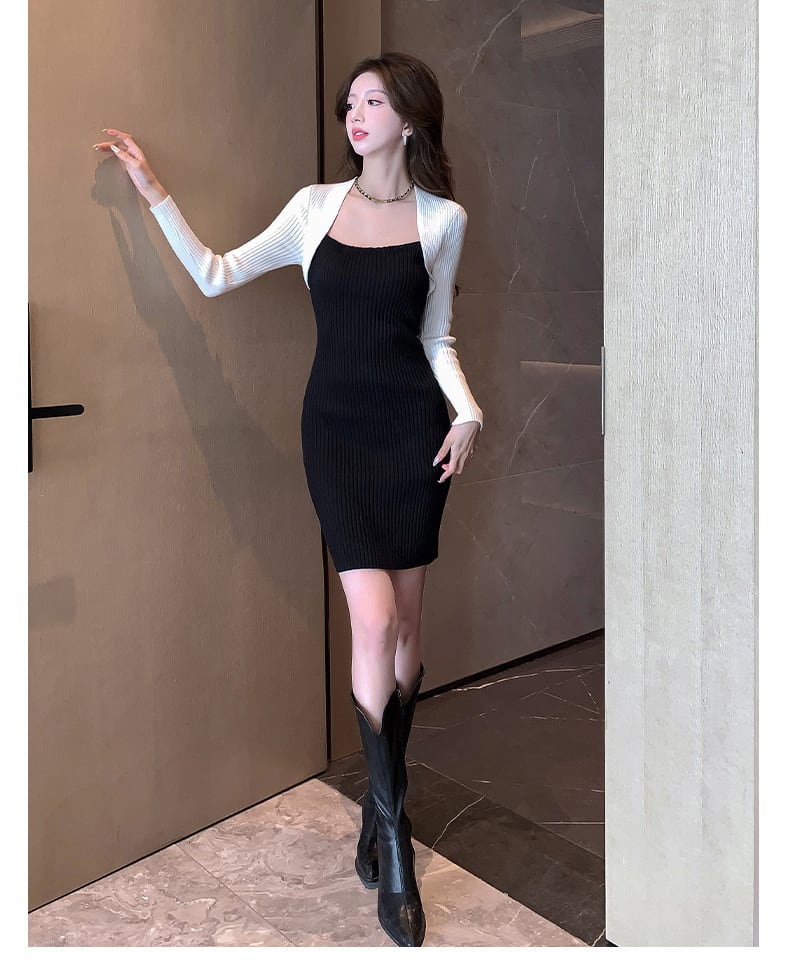 【dress】人気アイテム ! 切り替えニットワンピース　M17593