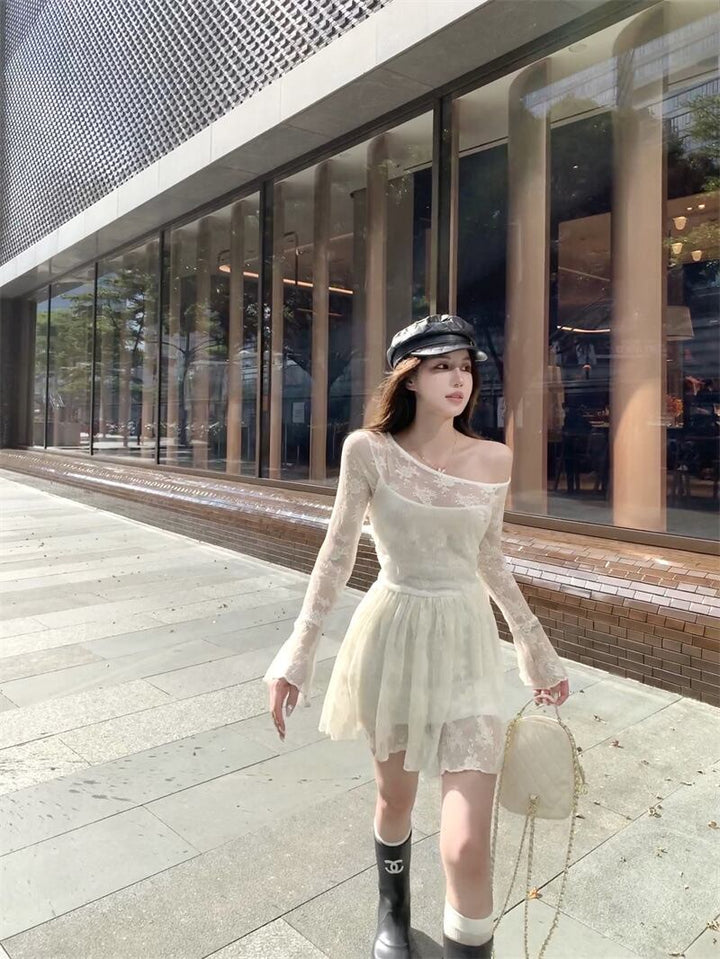 【dress】レース切り替えワンピース　M29873