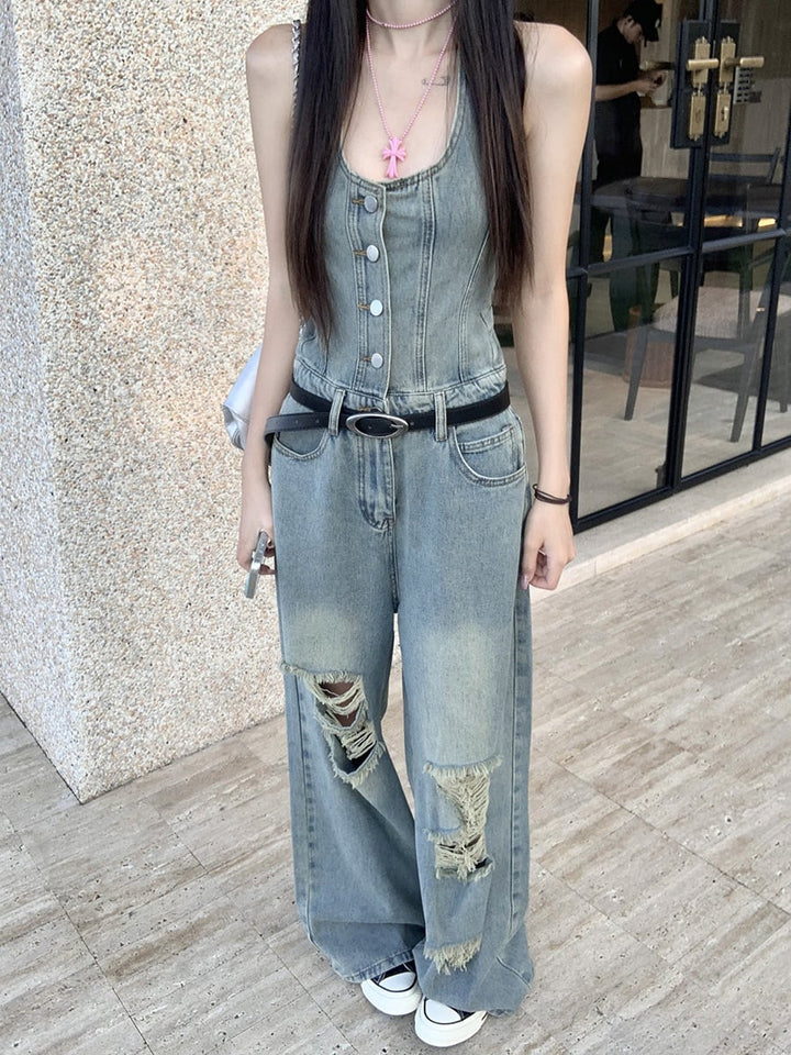 【set】デニムオールインワン　M24365