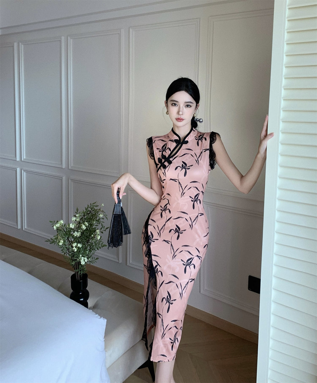 【dress】美人度アップレース切り替えデートワンピース　M17172