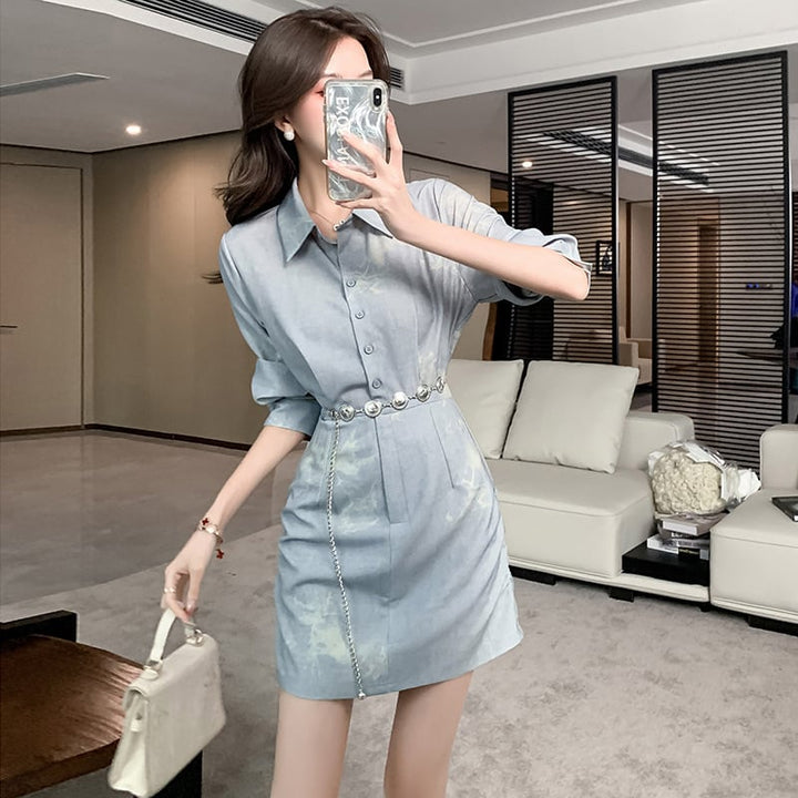 【dress】シャツワンピースベルト付き　M29681