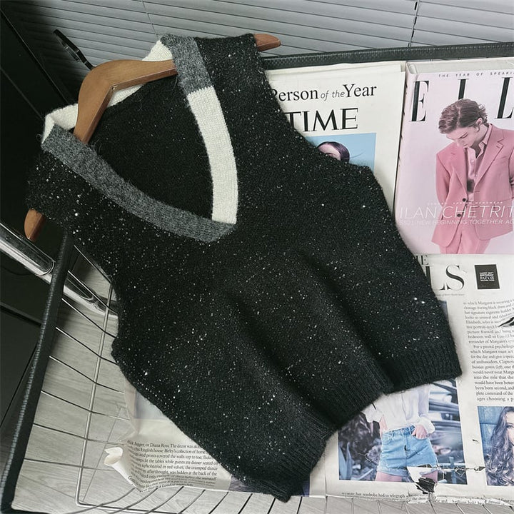 【tops】Vネックニットベスト　M29604
