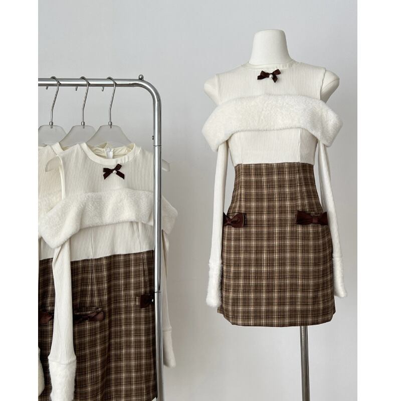 【dress】ドッキングオフショルミニワンピース　N3466
