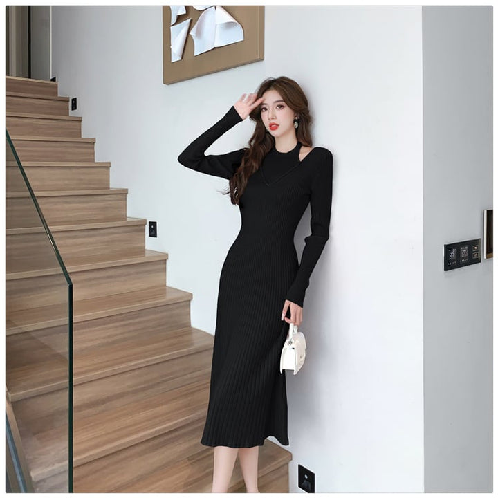 【dress】細身効果抜群♪エレガントニットワンピース　M17583