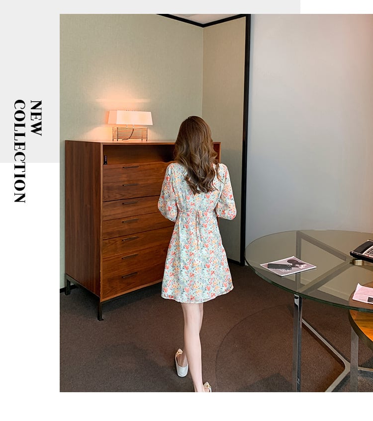 【dress】絶対欲しいスウィート花柄ワンピース着瘦せ　M17069