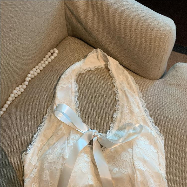 【tops】リボン付きレースキャミソール　M29528