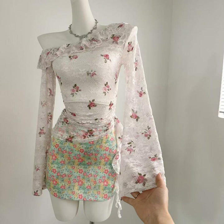 【tops】フリルレーストップスベアトップ付き　M29538