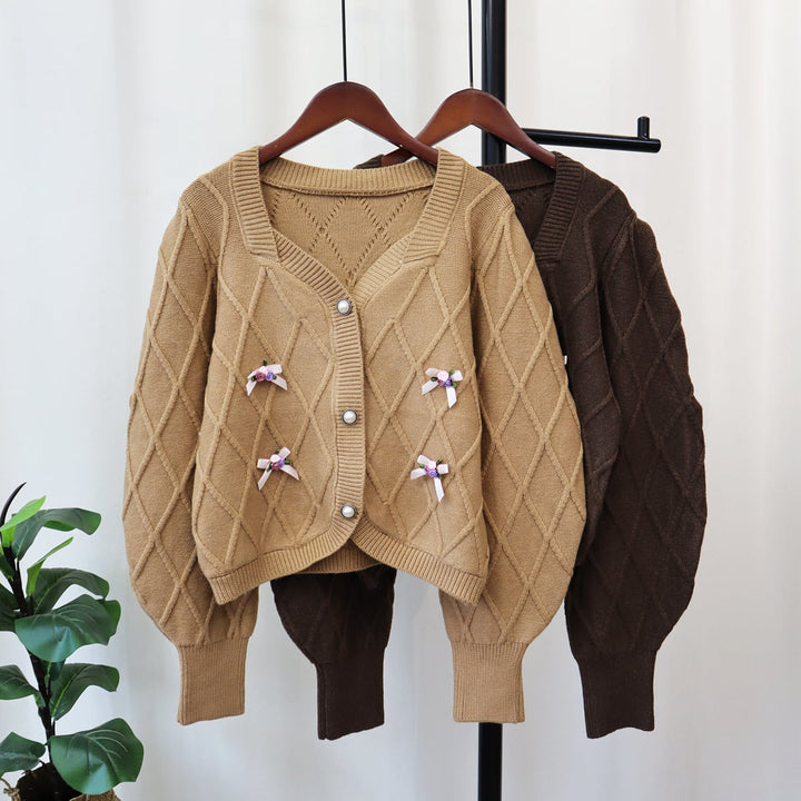 【outer】ボタンデザインニットカーデ　M18178