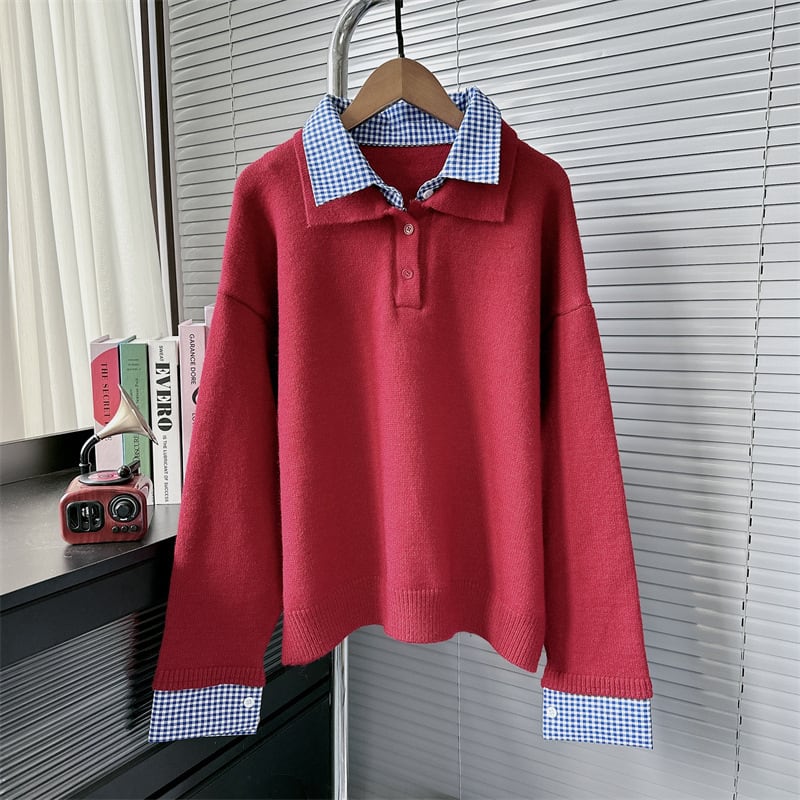 【tops】POLOネックニットセーター　M26887