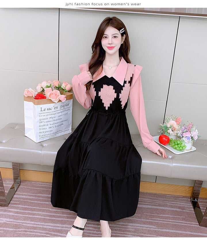 【dress】目立つ！エレガント切り替えワンピース　M17645