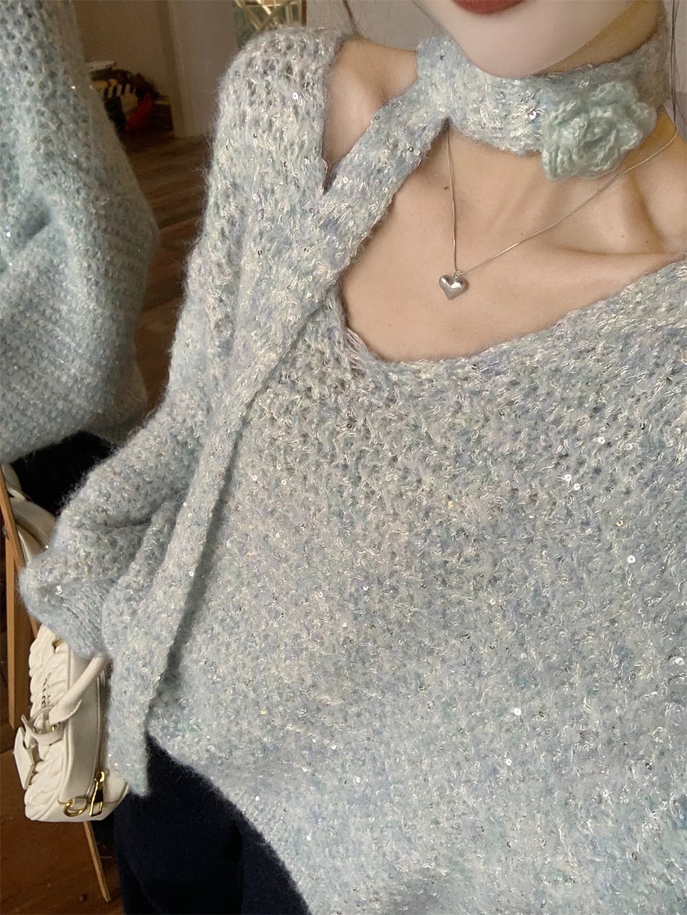 【tops】スパンコールニットセーター　M26024