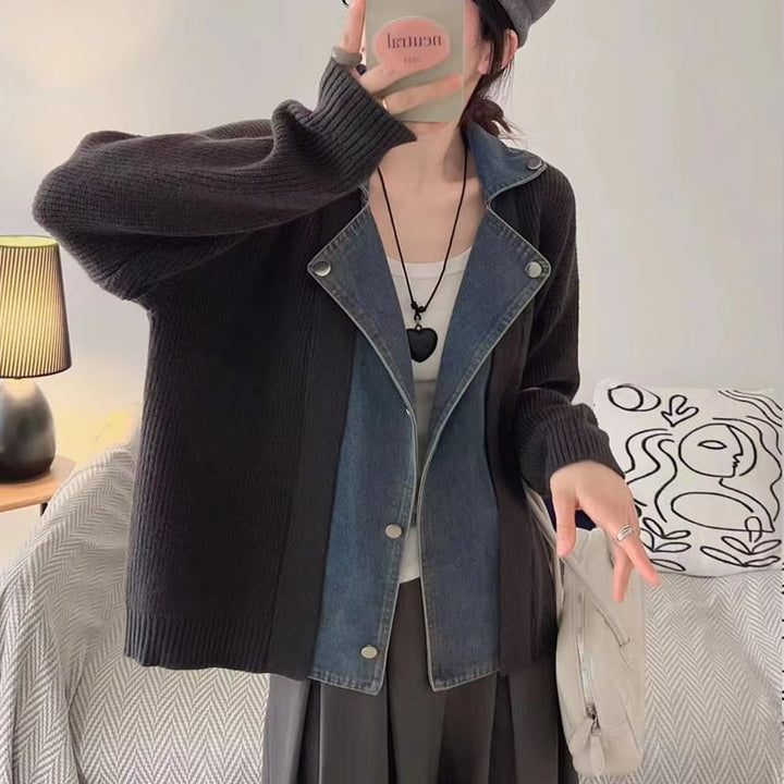 【outer】デニムドッキングカーディガン Q6367