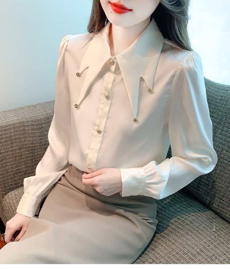 【tops】好感度UPエレガントシャツトップス着心地良い　M17150