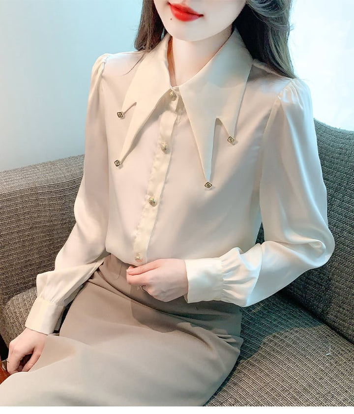 【tops】好感度UPエレガントシャツトップス着心地良い　M17150