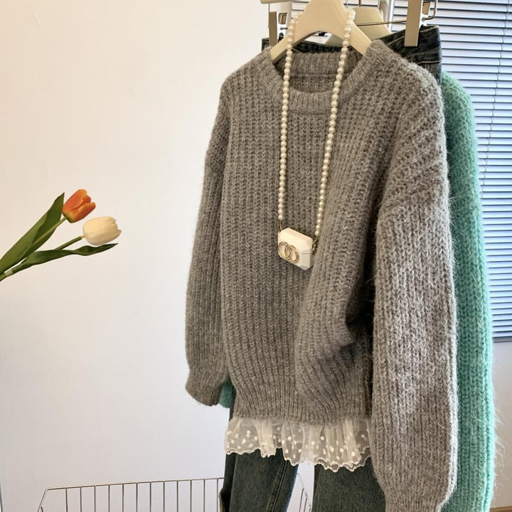【tops】レース切り替えニットセーター　M29275