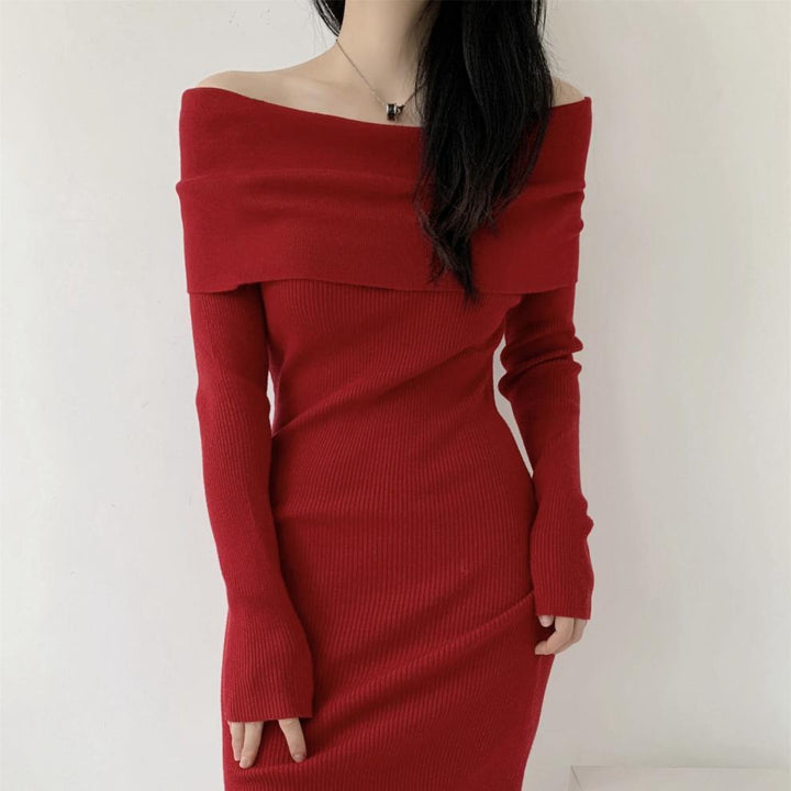 【dress】オフショルダーニットワンピース　M28033