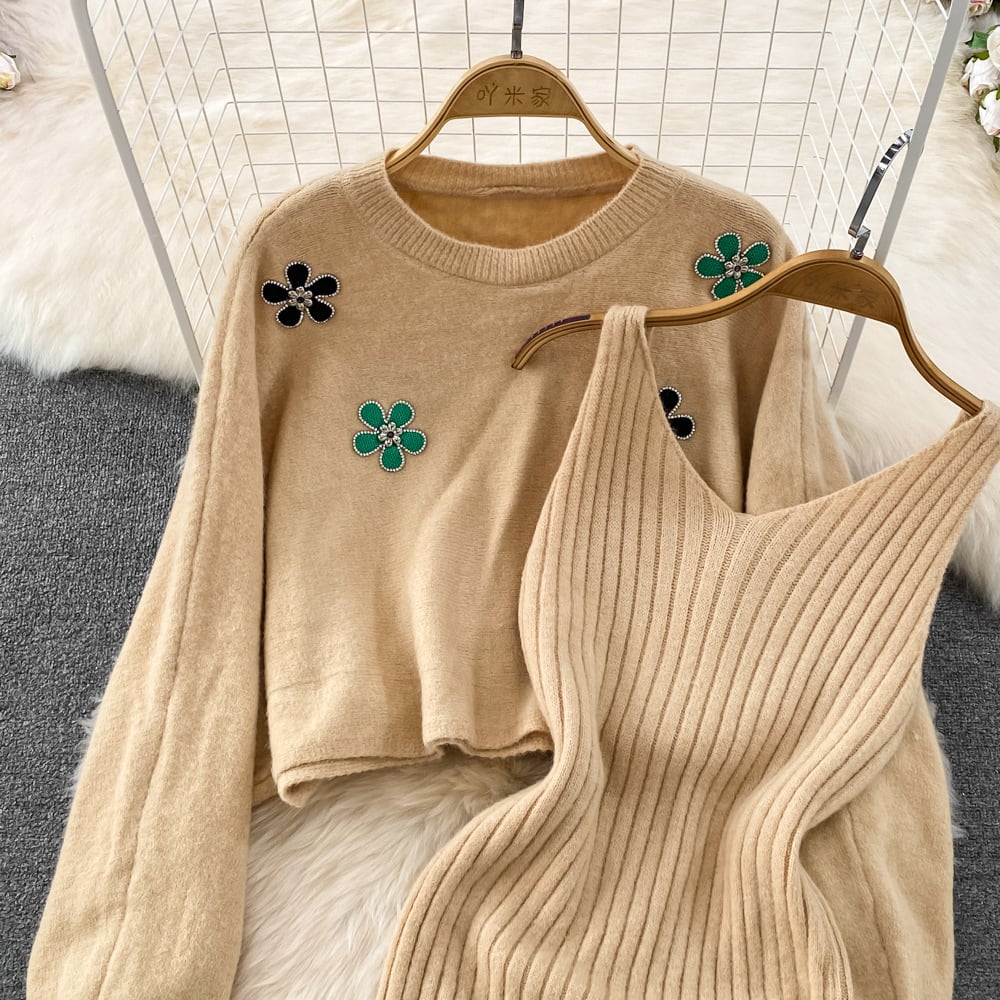 【set】ニットセーター×ニットワンピースセット　M18306
