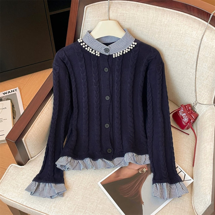 【outer】パールドッキングニットカーデ　M29223