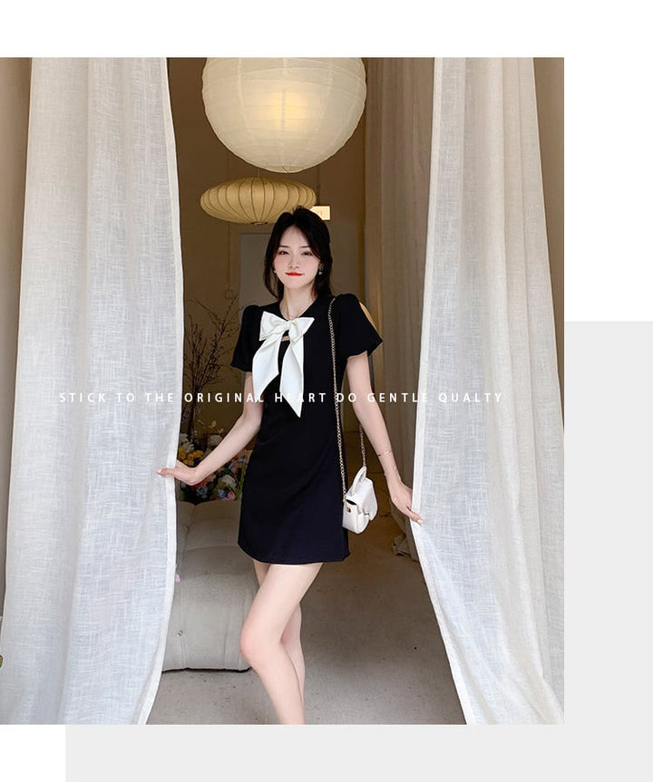 【dress】人気アイテム ! リボン付きデートワンピース　M17233