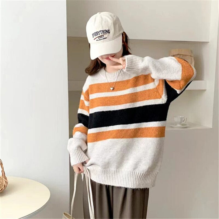 【tops】ボーダー柄ニットセーター　M19336