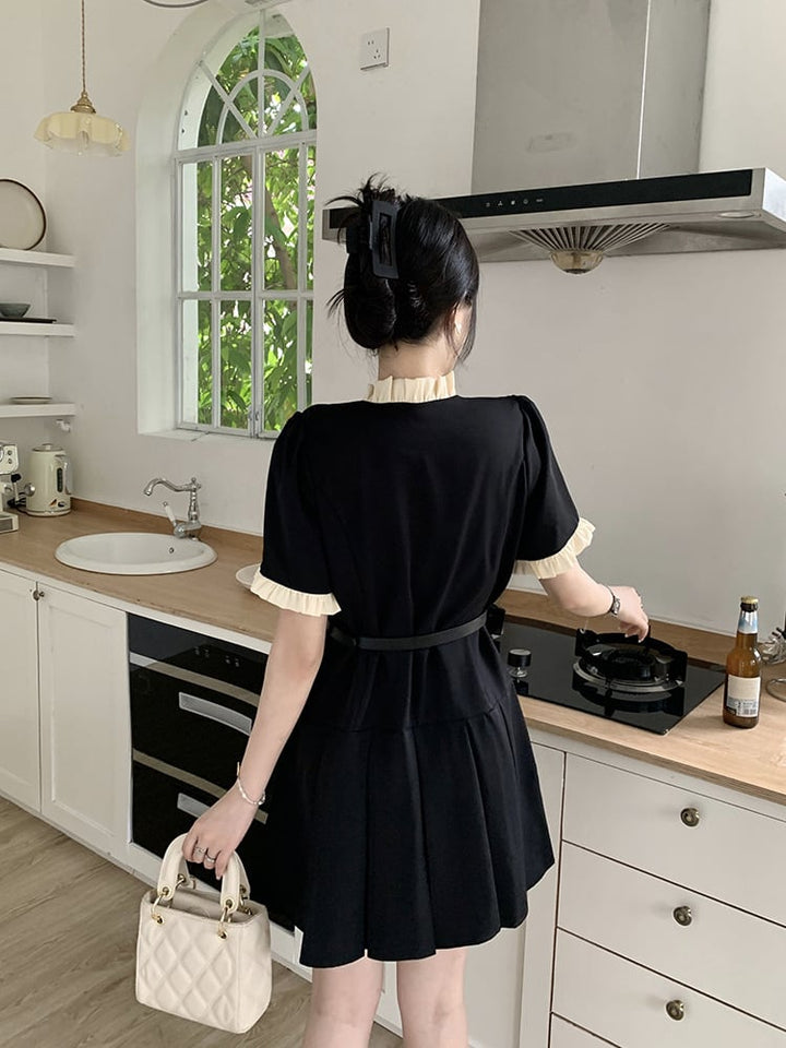 【dress】知的で品の良い♡エレガントデートワンピースベルト付き　M16775