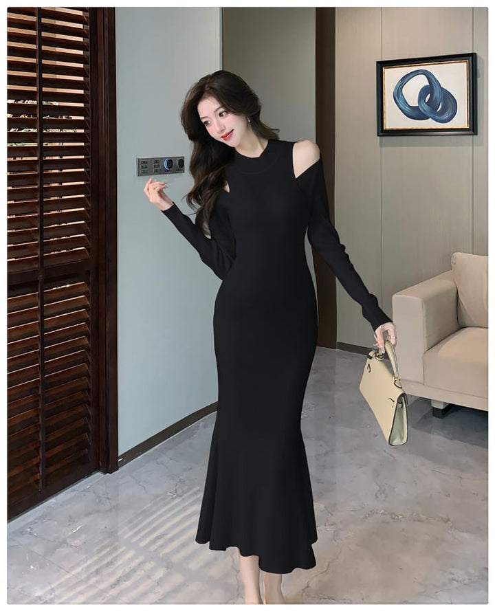 【dress】オフショルダーニットワンピース　M28025
