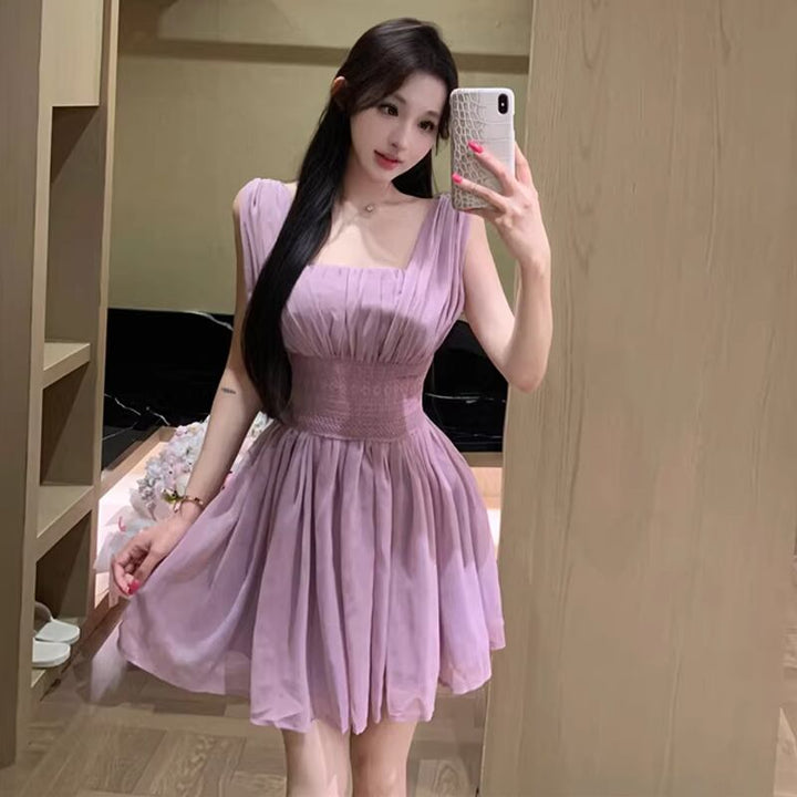 【dress】ノースリーブAラインミニワンピース Q8480