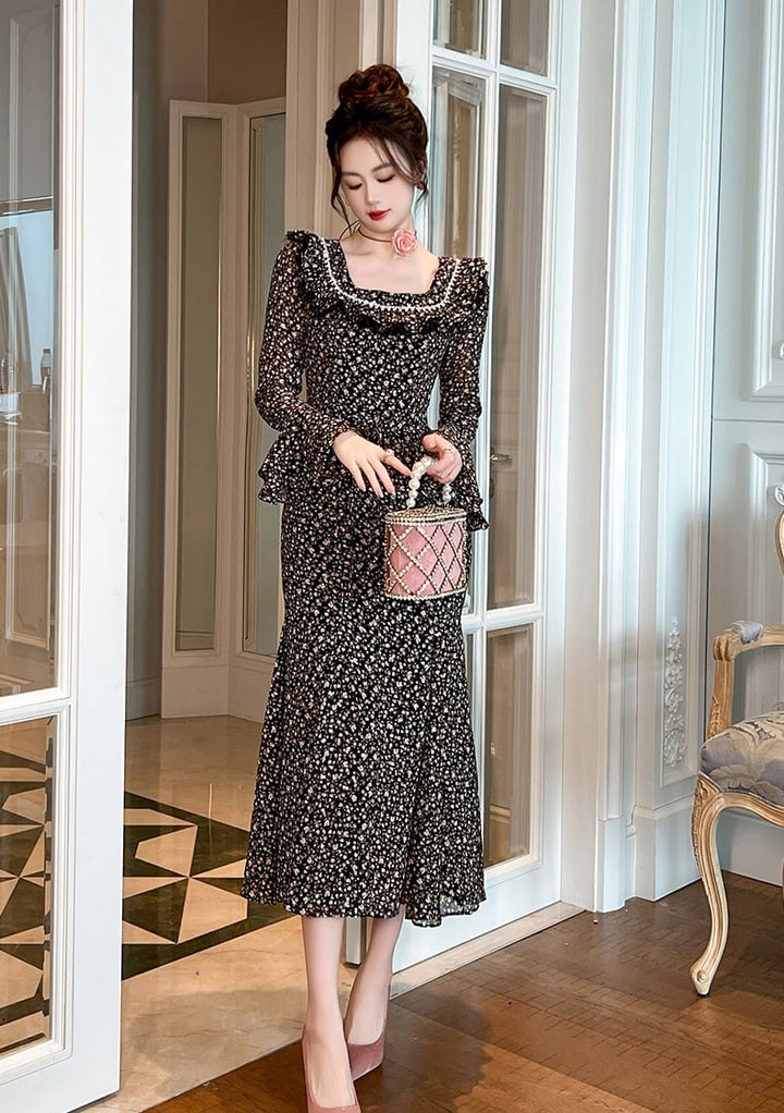 【dress】フリル花柄ワンピース　M27009
