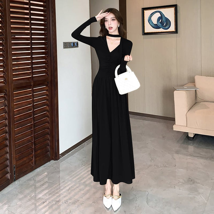 【dress】チョーカー付Vネックワンピース　M28249