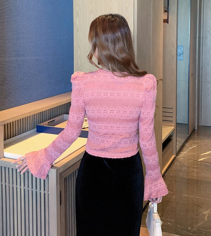 【tops】Vネックレーストップス　M27417