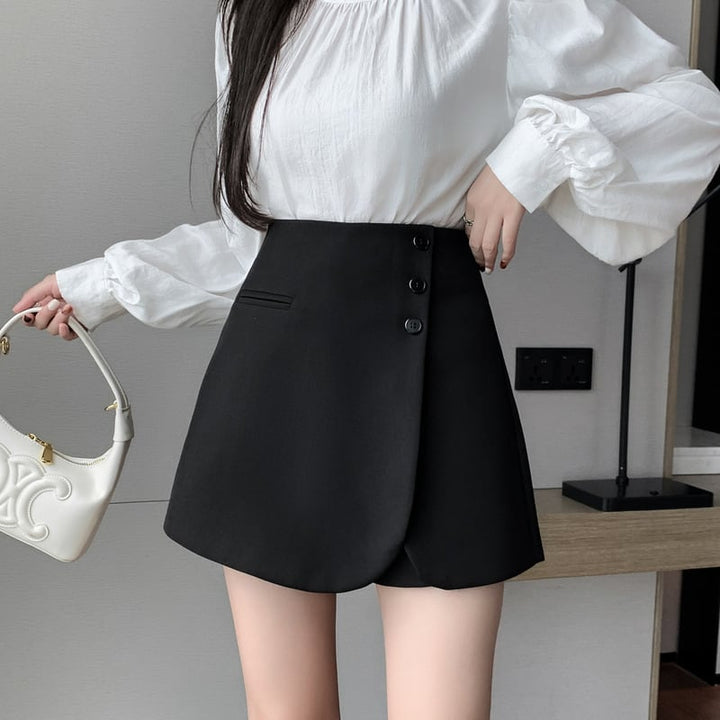 【bottoms】ハイウエストキュロットパンツ　M29034