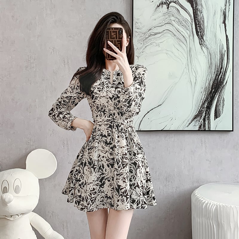 【dress】韓国系超人気スウィート花柄ワンピース着瘦せ　M17293
