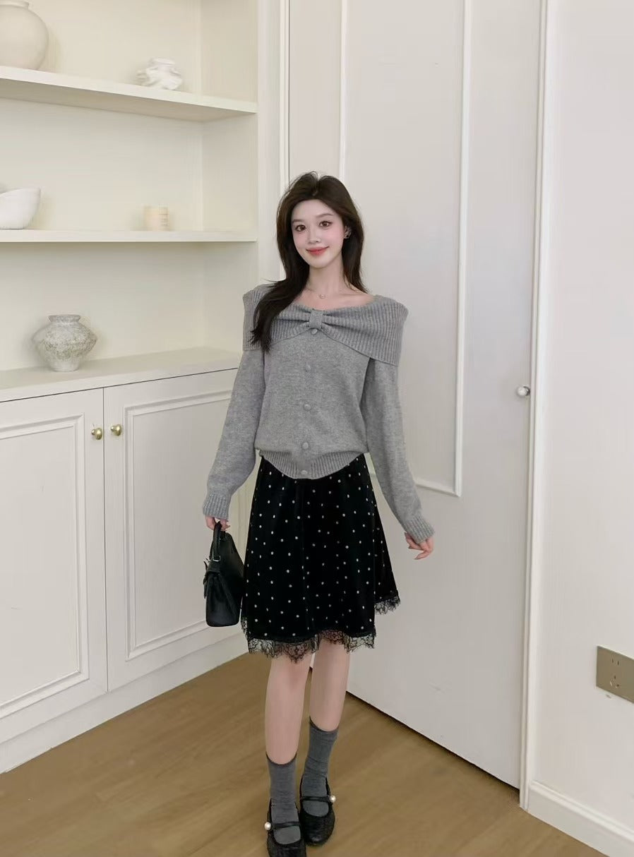 【tops】リボンニットトップス　K0667