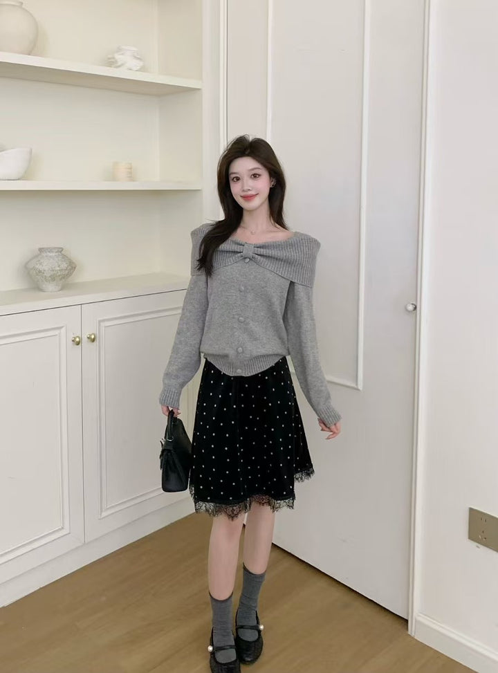 【tops】リボンニットトップス　K0667