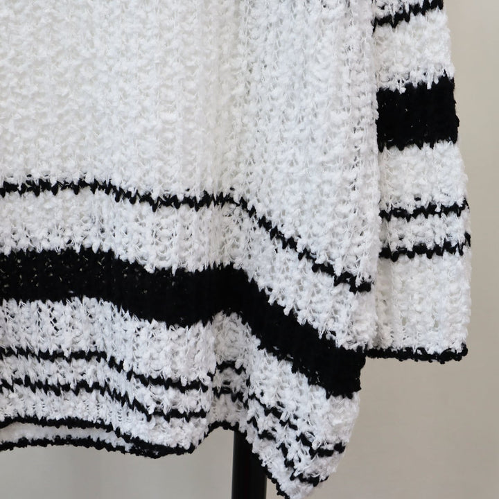 【tops】クルーネックボーダー柄ニットセーター　M18265