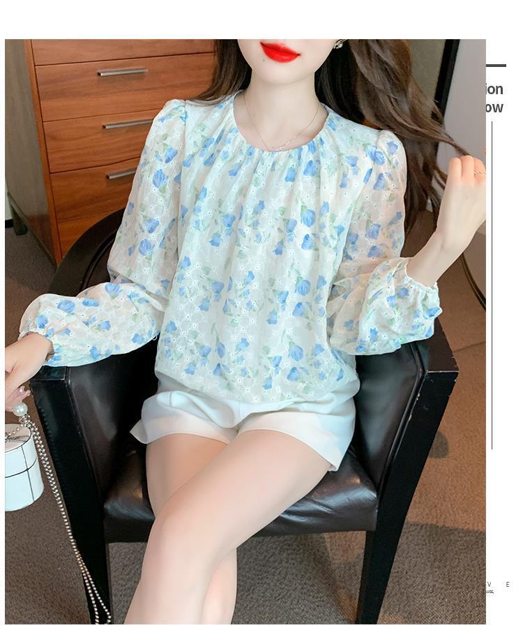 【tops】韓国系スウィートカットワークシャツトップス　M17388