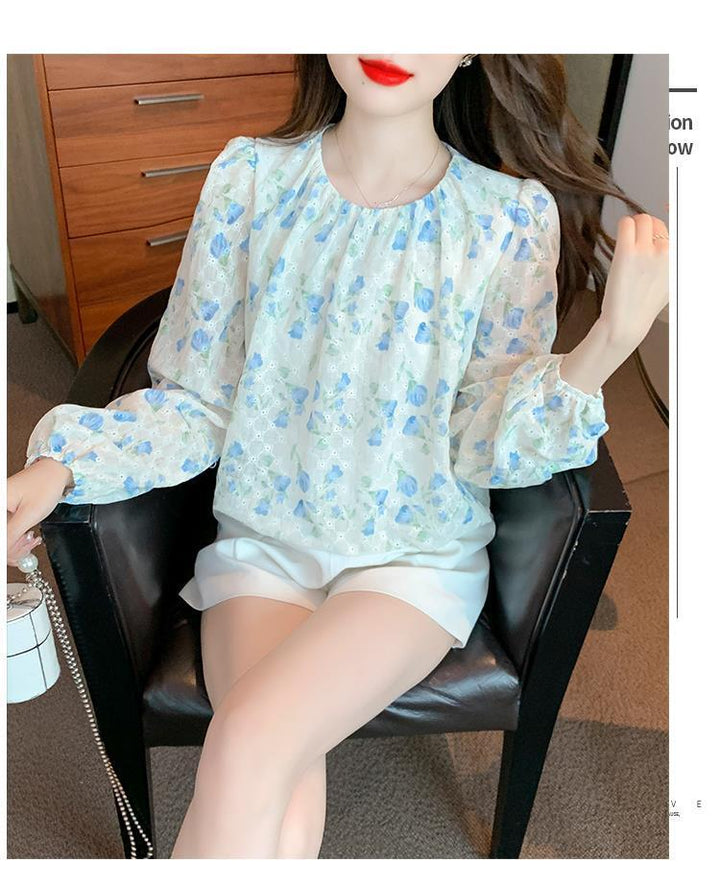【tops】韓国系スウィートカットワークシャツトップス　M17388