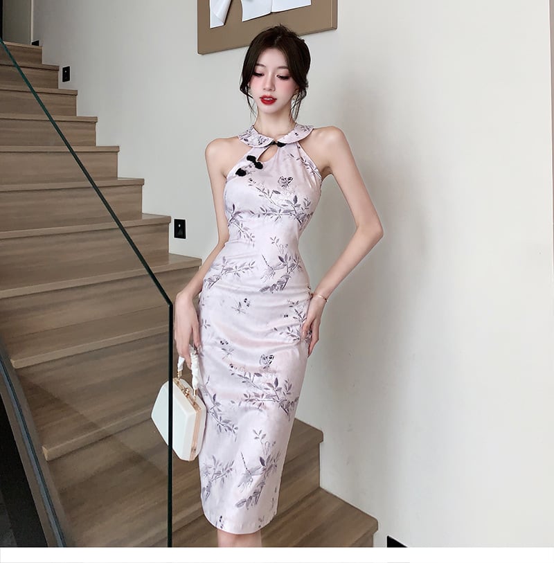 【dress】おしゃれ大人気ノースリーブプリントワンピース　M17177