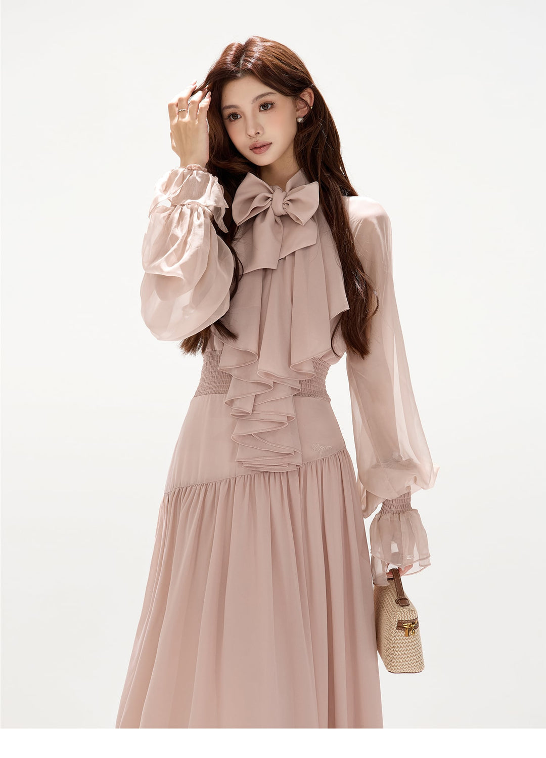 【dress】ボウタイロングワンピース　N3492