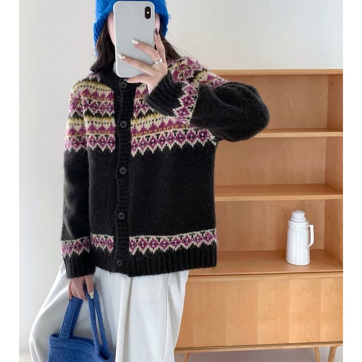 【outer】ジャカードニットカーデ　M26772