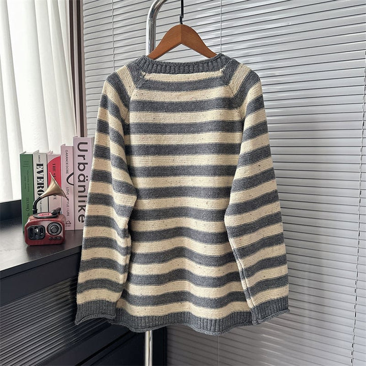 【outer】ボーダー柄ニットカーデ　M25531