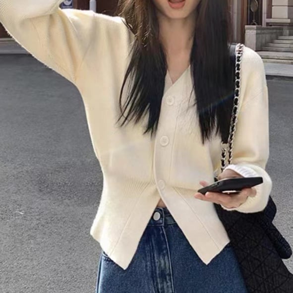 【outer】Vネックニットカーデ　M26695