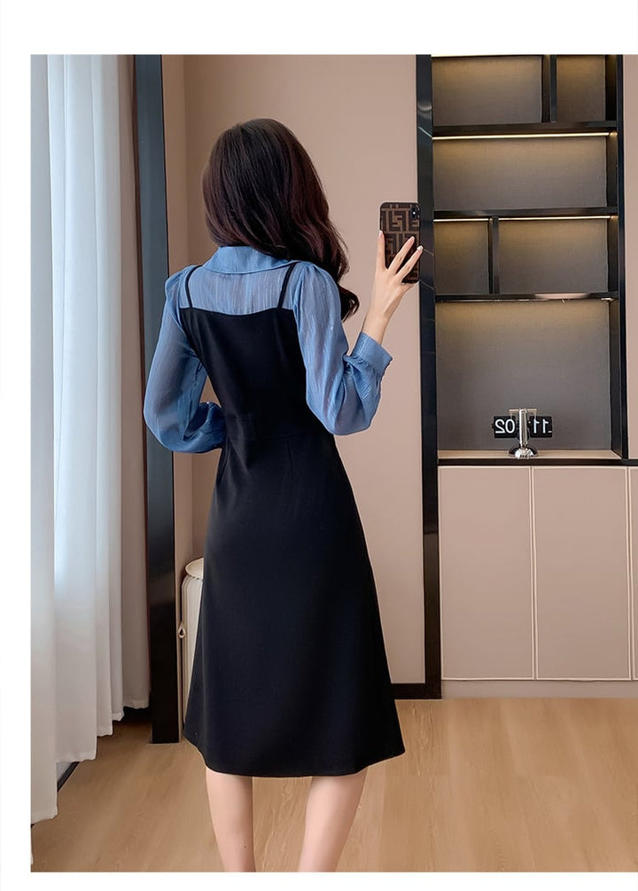 【dress】人気を独占中 切り替えシャツワンピース　M17307