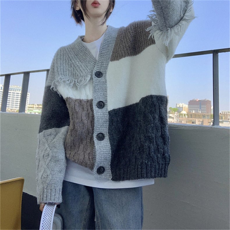 【outer】ドッキングVネックニットカーデ　M17943