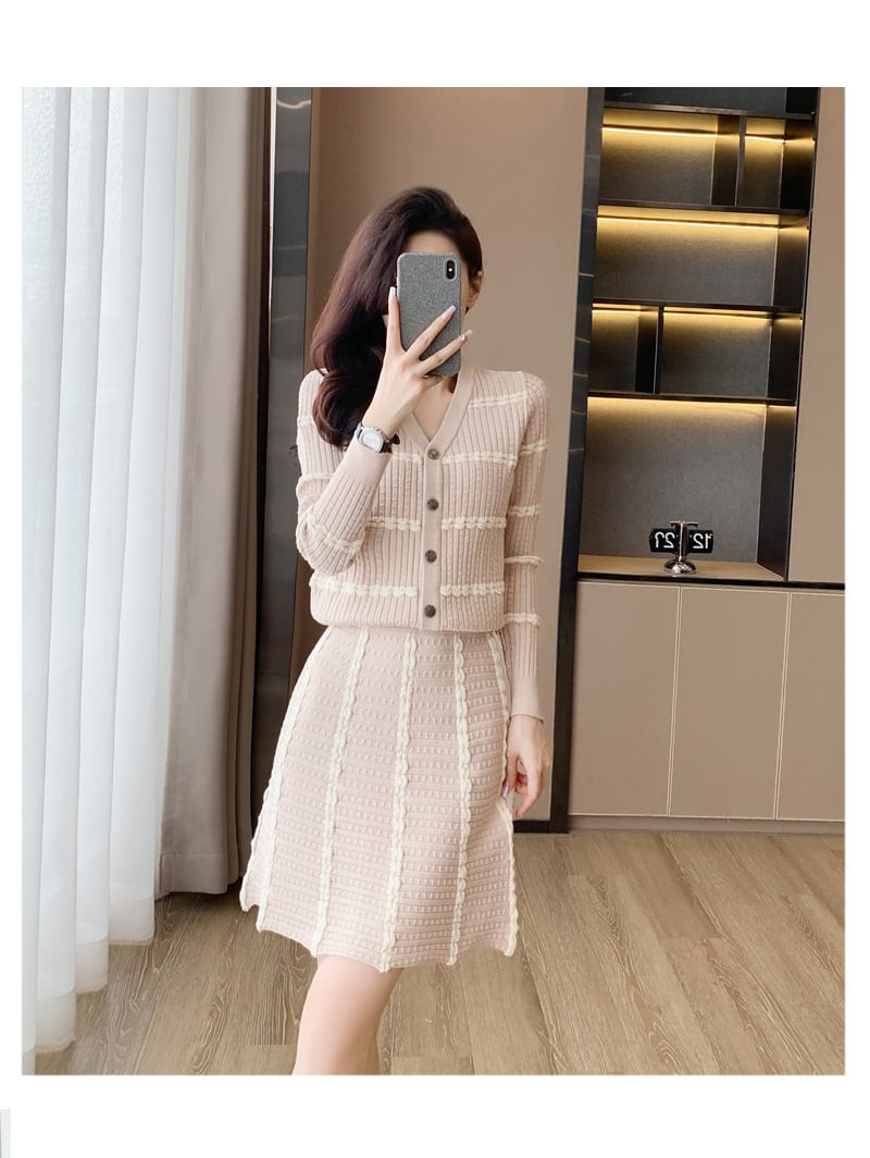 【set】Ⅴネックカーディガン×スカートセット　N2031