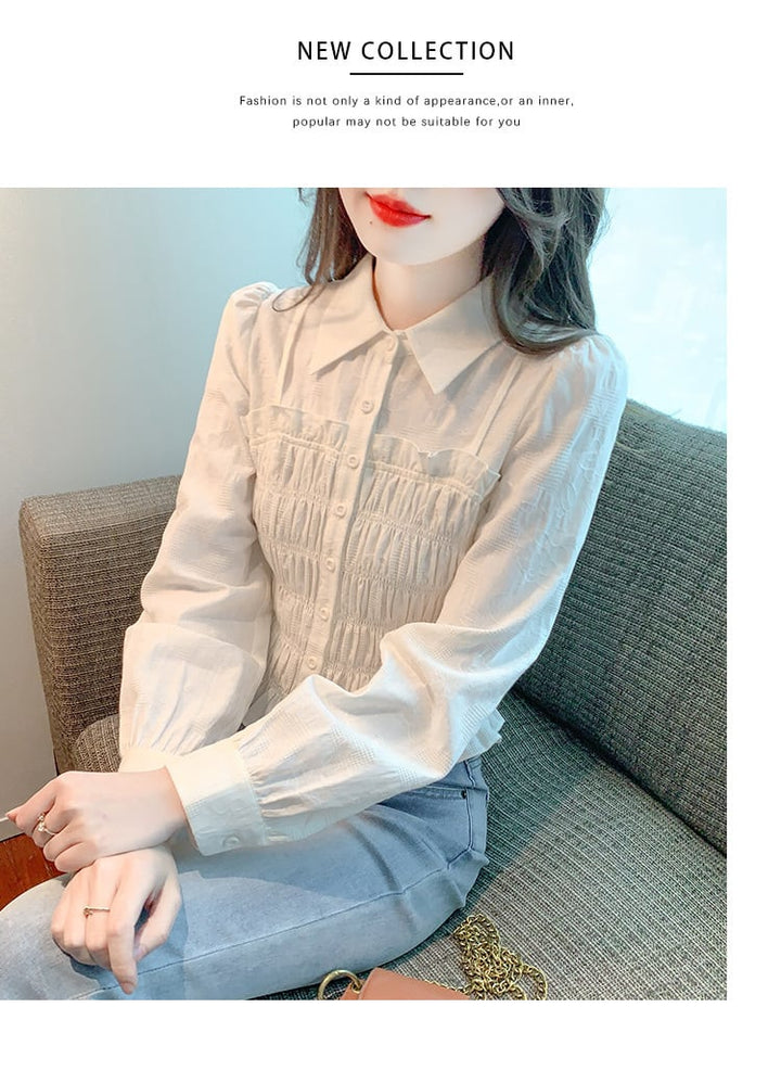 【tops】早い者勝ちスウィートパフスリーブシャツ　M17346