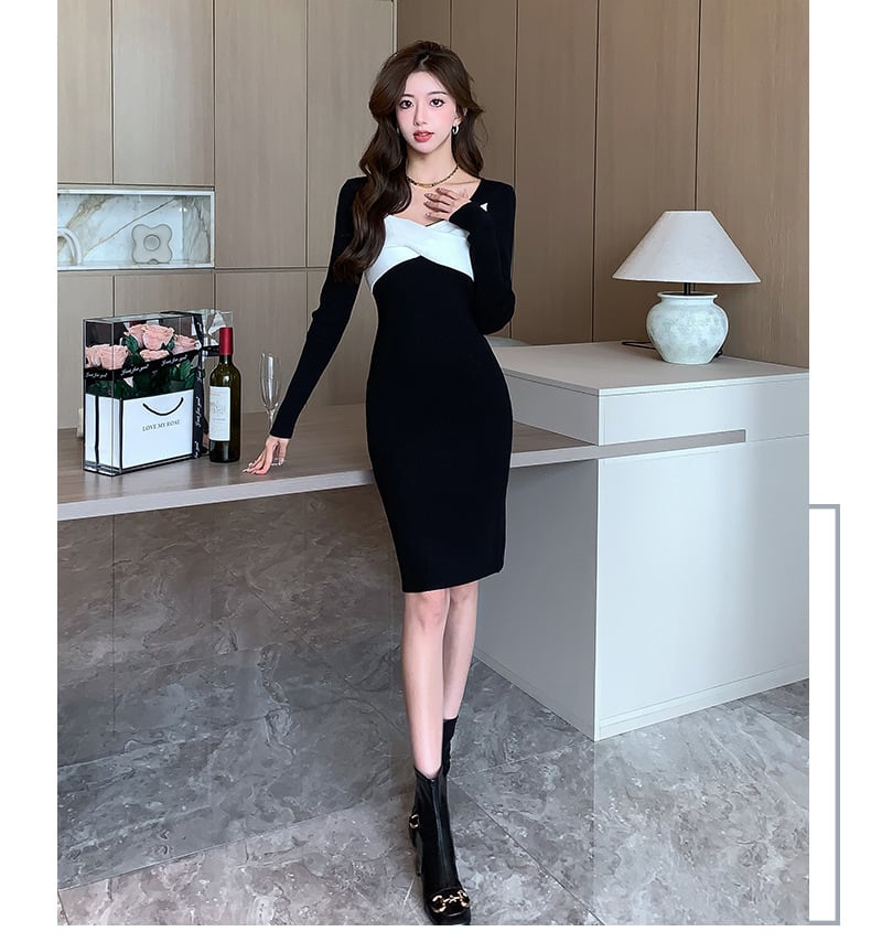 【dress】人気上昇中 chicファッションニットワンピース　M17606